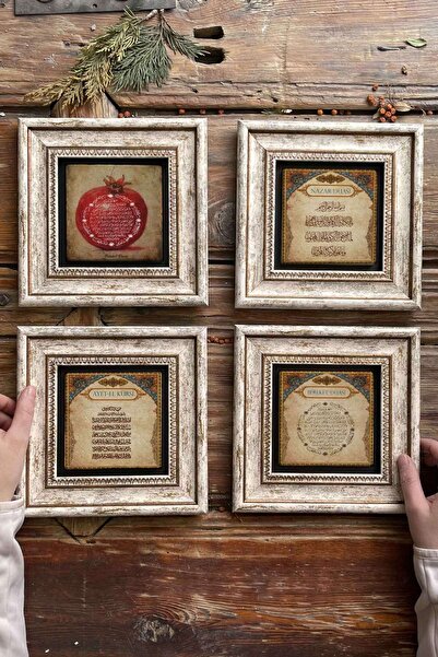 Oscar Stone Decor Çerçeveli Taş Tablo 20x20cm 4'lü Set(1104-464-463-462)berek...