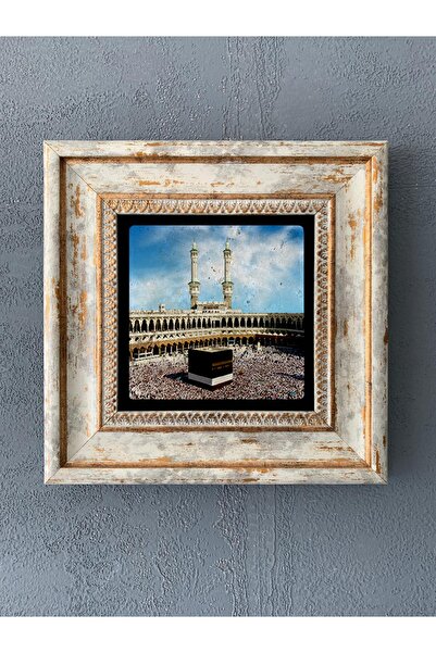 Oscar Stone Decor Çerçeveli Taş Duvar Dekoru 20 X 20 Cm Islami Hat Sanatı Kabe
