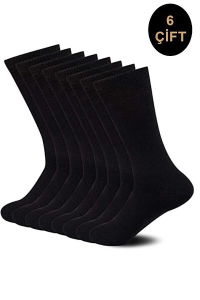 Meguca Socks Унисекс бамбукови безшевни чорапи, черен цвят, 6 чифта