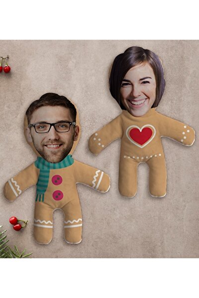 Bk Gift Gift Kişiye Özel Fotoğraflı Kurabiye Adam Kostümlü 2’li Bebek Yastık ...
