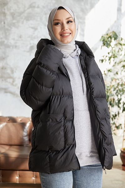 InStyle Mona Casual Puffer Jacket - Μαύρο