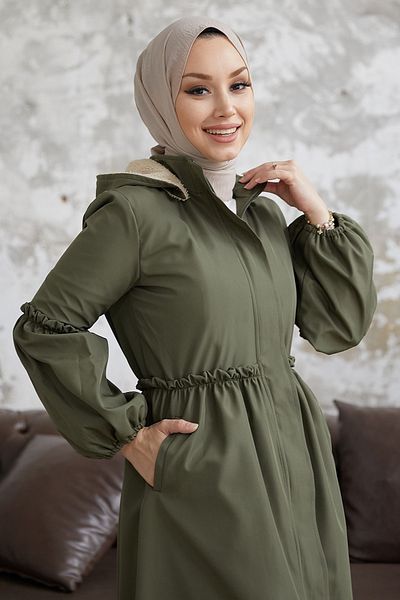 InStyle Μπαλόνι μανίκι Gathered - Σκούρο Χακί
