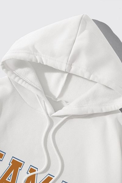 MODAGEN White Pregnant Mama Printed Oversize Hooded Sweatshirt