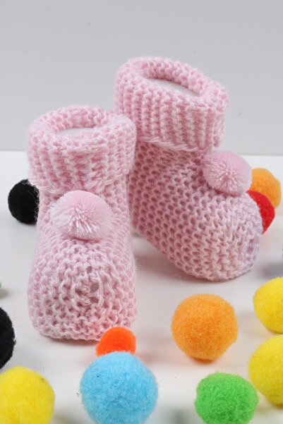 Melekpare Newborn Baby Booties Gift Knitted Knitwear Links Pompom Baby Booties