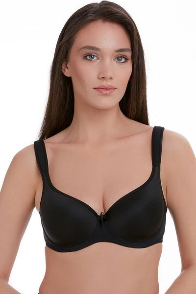 TEN Micro-Covered Non-Supported Shoulder Reinforced Black Bra