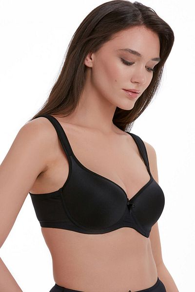 TEN Micro-Covered Non-Supported Shoulder Reinforced Black Bra