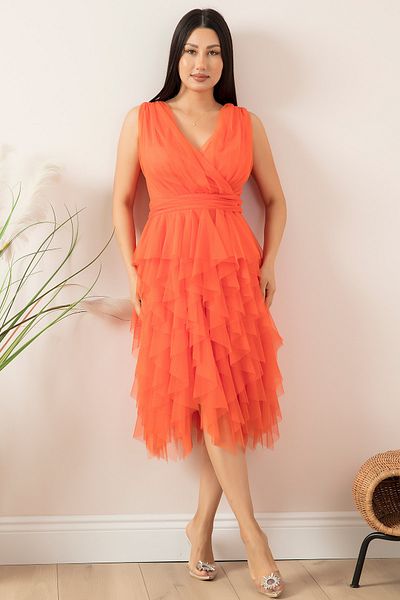PULLIMM Rochie scurtă cu guler dublu cu volane - 13399