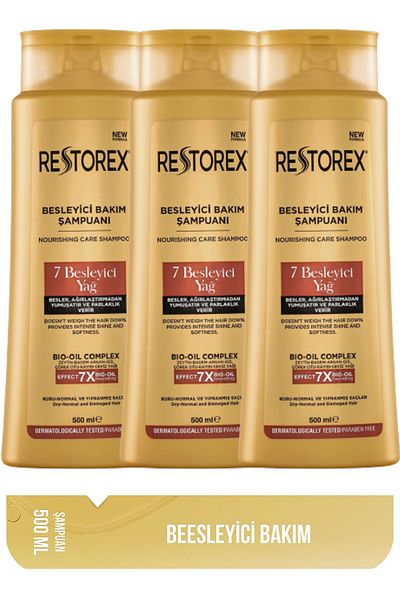 Restorex 500 Ml 3 Pieces Care Shampoo - 7 Nourishing Oil