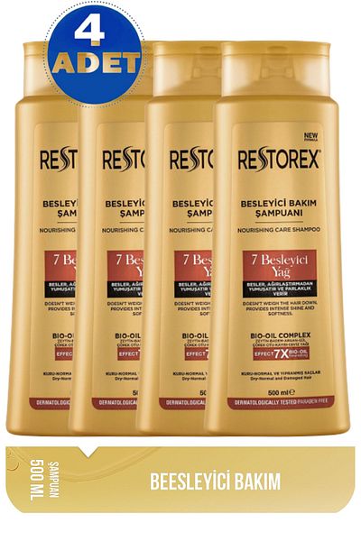 Restorex 7 Nourishing Oil Care Shampoo - 500 Ml, 4 Pieces