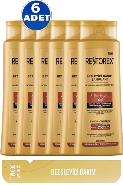 Restorex Șampon de îngrijire 7 Ulei Hrănitor 500 Ml 6 Bucăți