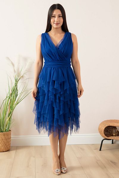 PULLIMM Double Breasted Collar Ruffle Short Dress 13399