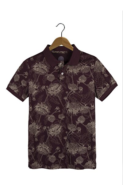 VEAVEN Tricou pentru bărbați, roșu Claret, cu model cu gât polo