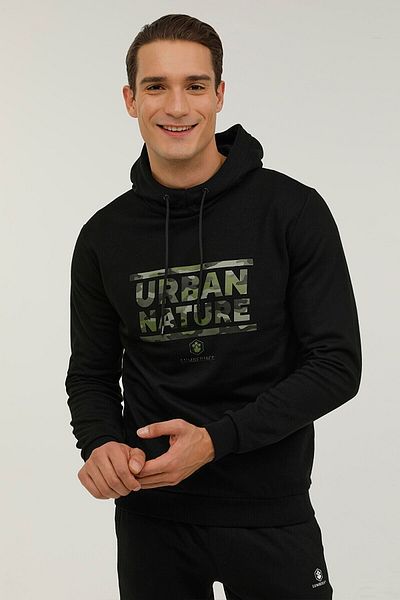 lumberjack Ανδρικό φούτερ με κουκούλα Slim Fit μαύρο 2wsd40052pr