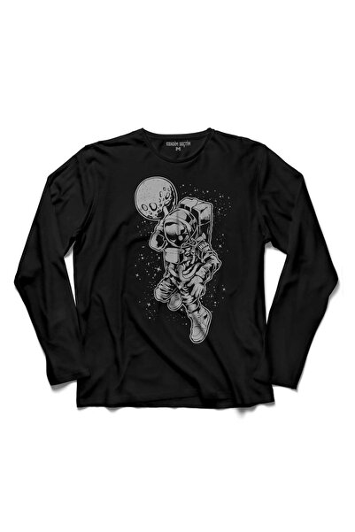 Kendim Seçtim Muška crna majica dugih rukava sa motivom astronauta, NBA košar...