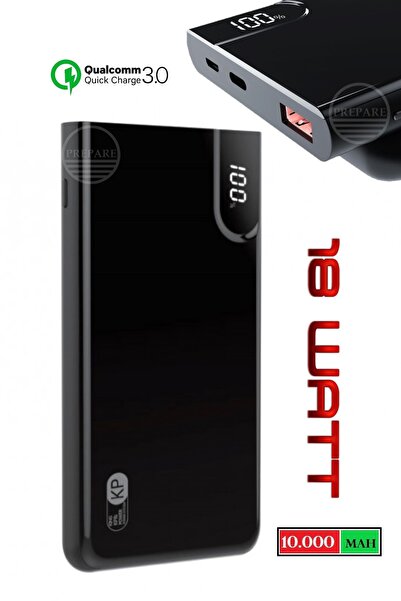 PREPARE 10000 Mah Qualcomm Fast Dijital Gösterge 18w Pd 3.0 Hızlı Şarj Powerbank