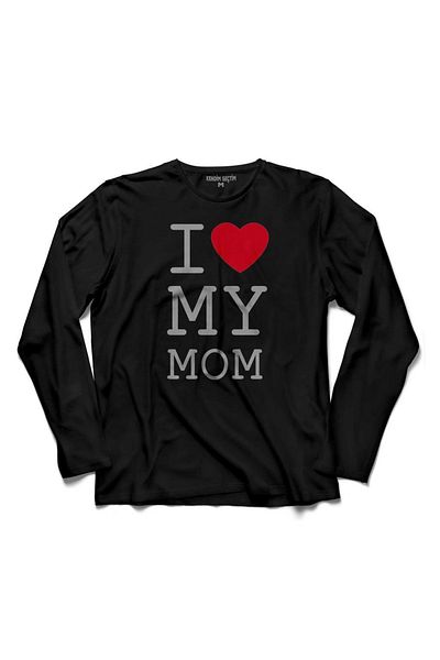 Kendim Seçtim Tricou negru cu mânecă lungă I Love My Mom Moms Birthday Gift Tricou imprimat