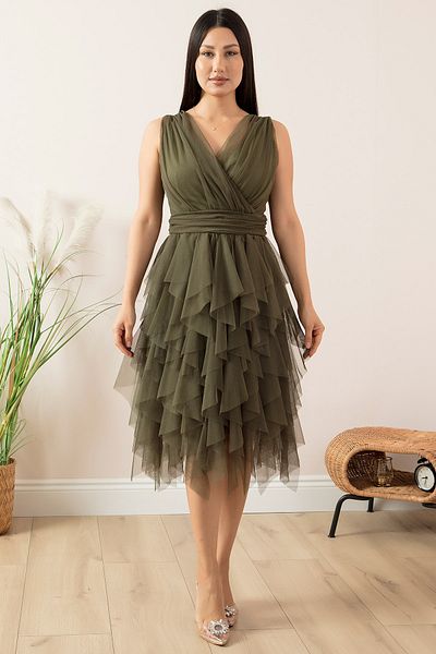 PULLIMM Rochie scurtă cu volane cu guler dublu 13399