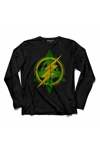 Kendim Seçtim Tricou cu mânecă lungă pentru bărbați Black Arrow Vs And Flash Logo
