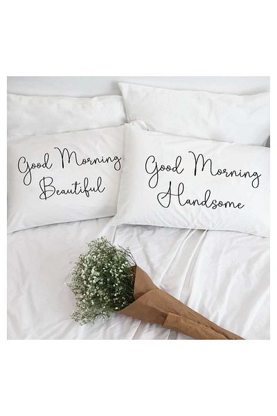 Naive Baby Good Morning Beautiful & Handsome Designed Pillow Case 2-Piece Combination 30x50 (NOT HEAD PILLOW)