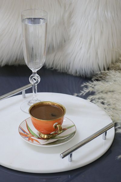 Gemboss Natural Marble Tray Round 28 Cm Silver Engagement Promise Tray