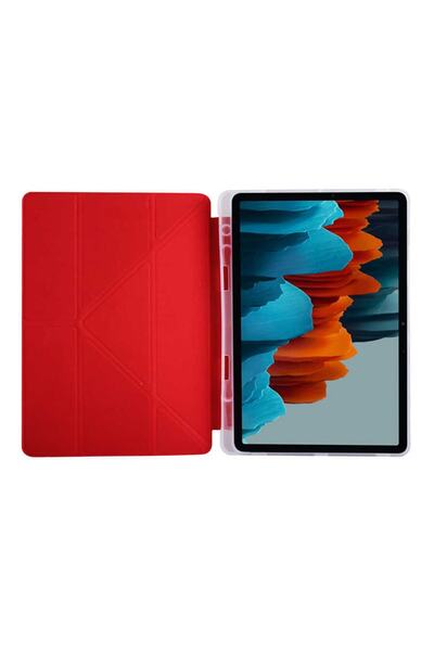 Fuchsia Galaxy Tab S7 Fe Lte T737-t736-t733-t730 Için Premium Kalemlikli Standlı Katlanabilir Tablet Kılıfı