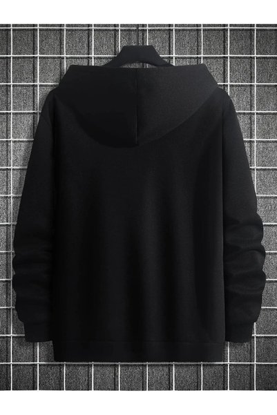 machiavelli Black Oversize Chest Printed Hooded Swaet