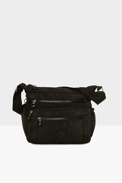 Bagmori Black Women's Large Multi-Zipper Detailed Parachute Bag M000007817