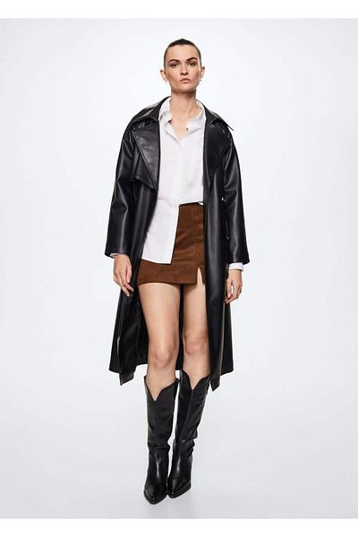MANGO Woman Spódnica Mini Zamszowa