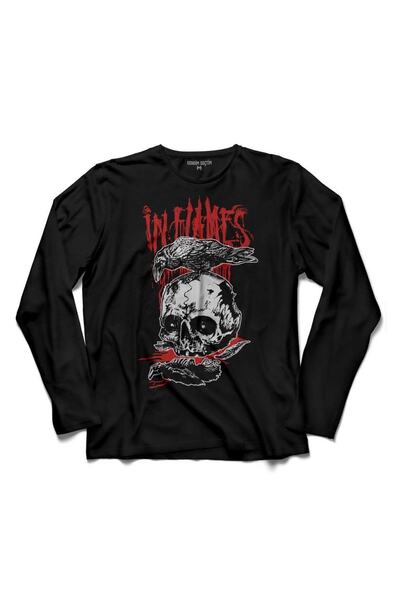 Kendim Seçtim Tricou cu mânecă lungă In Flames All For Me Logo Skull
