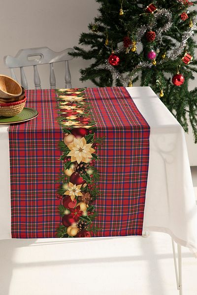 AYSHOME Ays Home Gingham Christmas Floral Runner