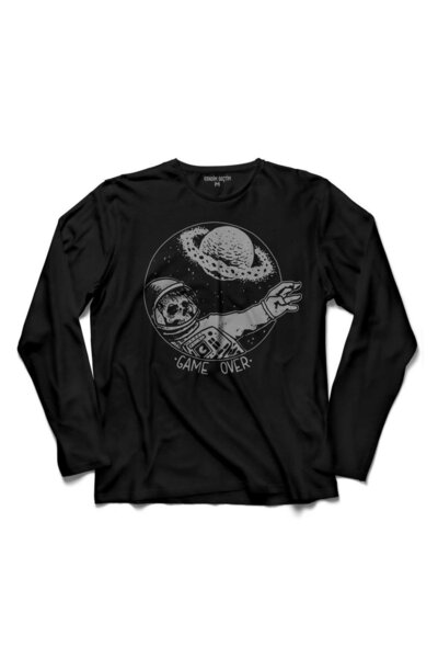 Kendim Seçtim Astronaut NASA Meteor Game Over Sky Stone Skull Majica dugih ru...