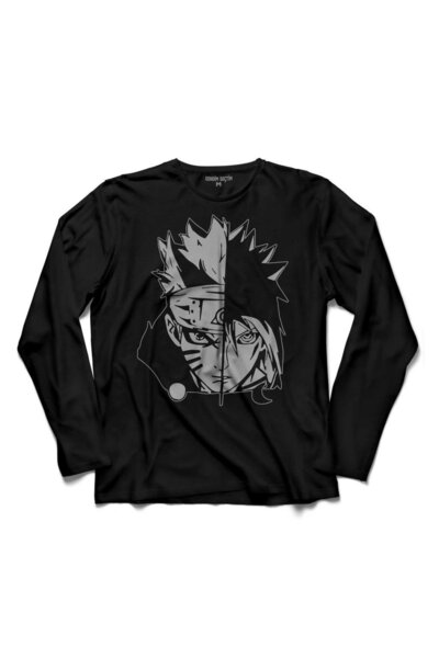 Kendim Seçtim تي شيرت ناروتو وساسوكي اوزوماكي اوتشيها بأكمام طويلة