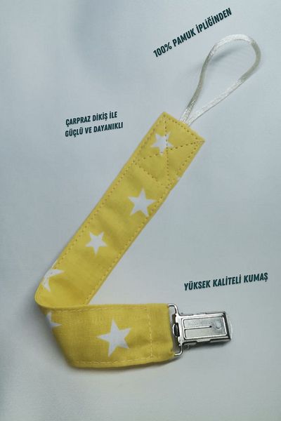 Ayssgo Set of 2 Pacifier Straps Yellow Star 29cm - Pacifier Chain - Pacifier Holder - Pacifier Holder