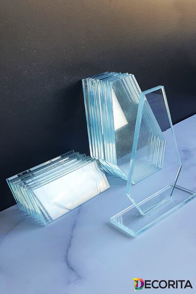 Decorita Plaket | Kristal Cam Plaket | Şekil-4 | Baskısız | 10'lu Takım