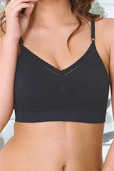 Emay Жіночий чорний бюстгальтер з мереживними деталями, що підтягує та зменшу...