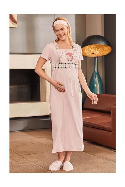 Mecit Pink Women's Maternity Nightgown - 5208