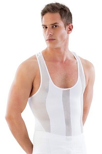 Emay Men's White Seamless Mesh Athlete Corset E1009