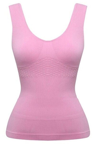 Emay Pembe Kadın Kalın Askılı Korseli Atlet Toparlıyıcı