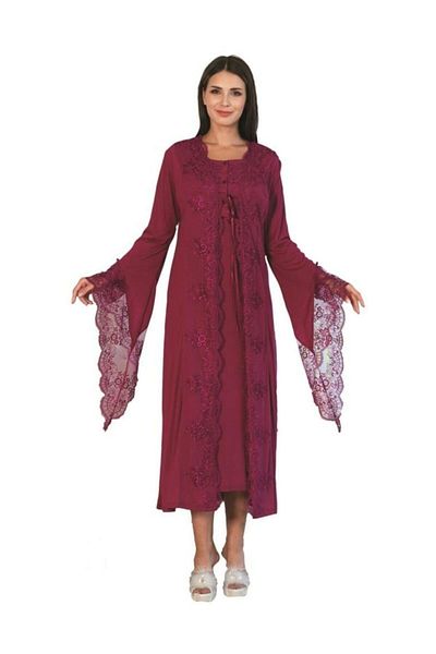 Mecit 5130 Spanish Sleeve Maternity Lace Detailed Nightgown Sab