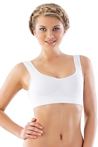 Emay Дамски бял безшевен сутиен с ниско деколте минимайзер 4015