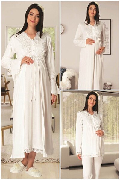 By Mecit Pijama Carpediem L.r. Σετ μητρότητας 1519 Ecru 4 τεμαχίων