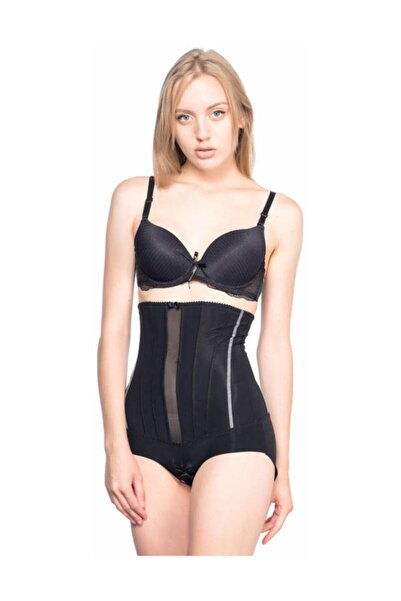 Emay Ženski crni korzet sa donjim delom Agraflı Sa detaljima od tila 2886