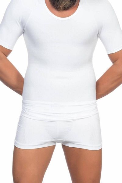 Emay Korse White Mi Emay E1010 Half Sleeve Men's Corset Undershirt