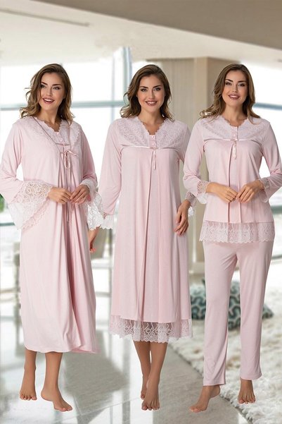 Generic Brand Women's Powder Guipure Lacy Maternity Pregnant Set of 4 7046