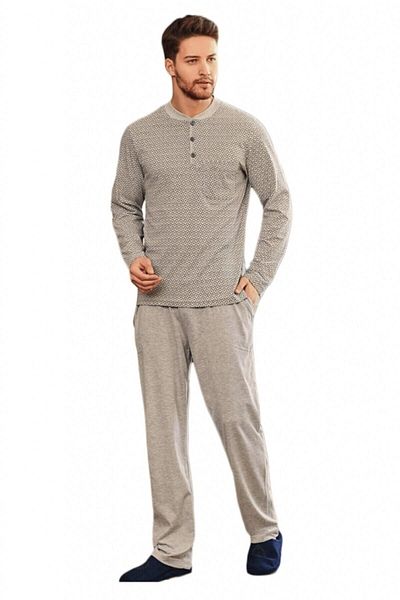 HAMİLE ÇARŞISI Ανδρικό σετ πιτζάμες Mecit Grey Plus Size 2759