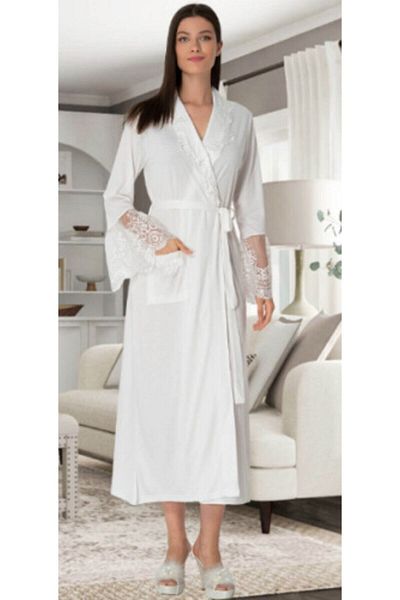 Mecit 5342 Lace Ecru Maternity Maternity Dressing Gown