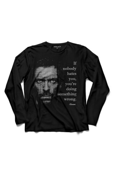 Kendim Seçtim Tricou cu mânecă lungă, dacă nimeni Dr House te urăște Hugh Lauriee