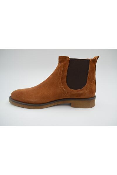 KunduraHane Bağcıksız Süet Lastikli Bot Chelsea Bot Taba Klasik Erkek Chester Bot