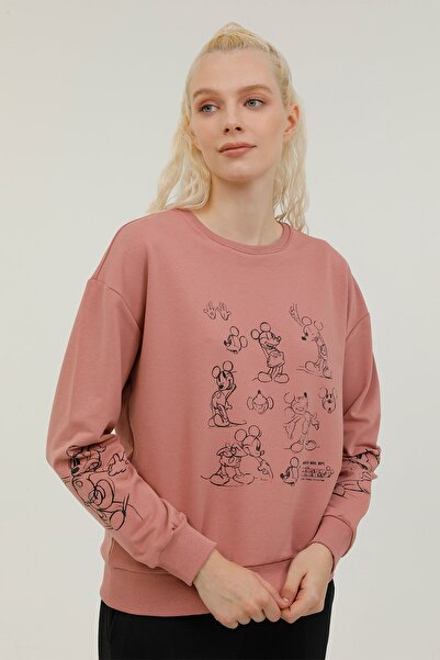 lumberjack W-gfl33 Mıckey Aop Sweats Pembe Kadın Sweatshirt