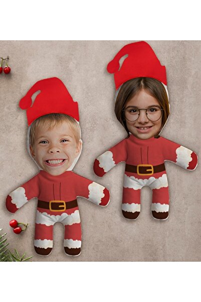 Bk Gift Gift Kişiye Özel Fotoğraflı Yılbaşı Kostümlü Çocuklar 2’li Bebek Yast...
